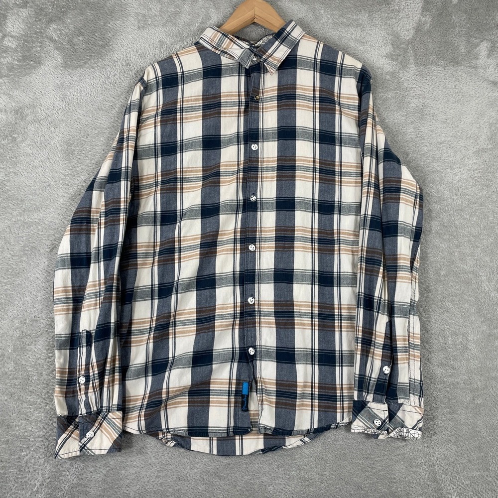 Mambo Australia Flannel Shirt Mens Large Blue Plaid Grunge Skater Surf 90s Style